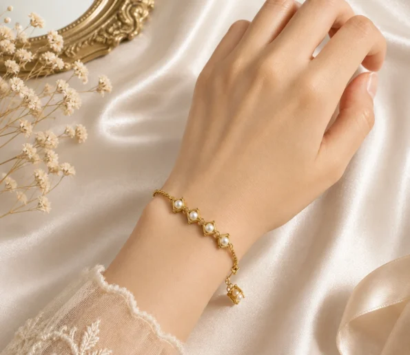 Elegant Gold Pearl Bracelet for Women