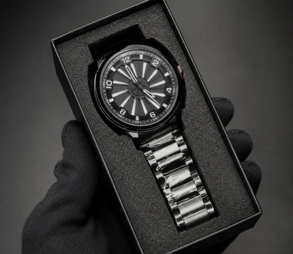 Premium black men’s watch in gift box