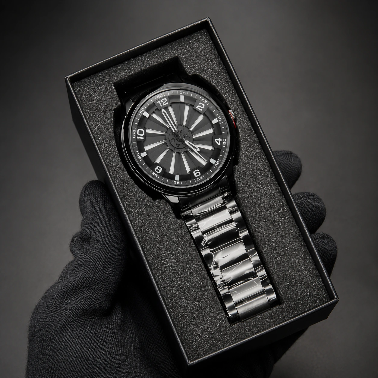 Premium black men’s watch in gift box