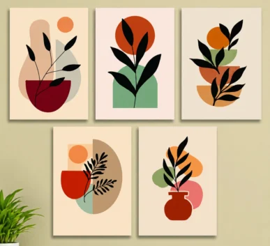 Modern Abstract Botanical Wall Art Set
