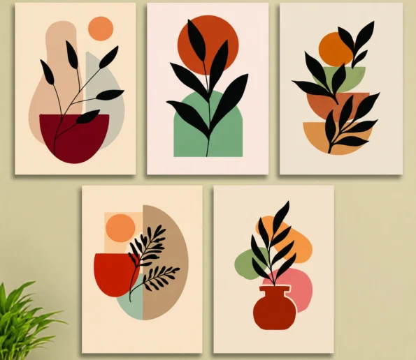 Modern Abstract Botanical Wall Art Set