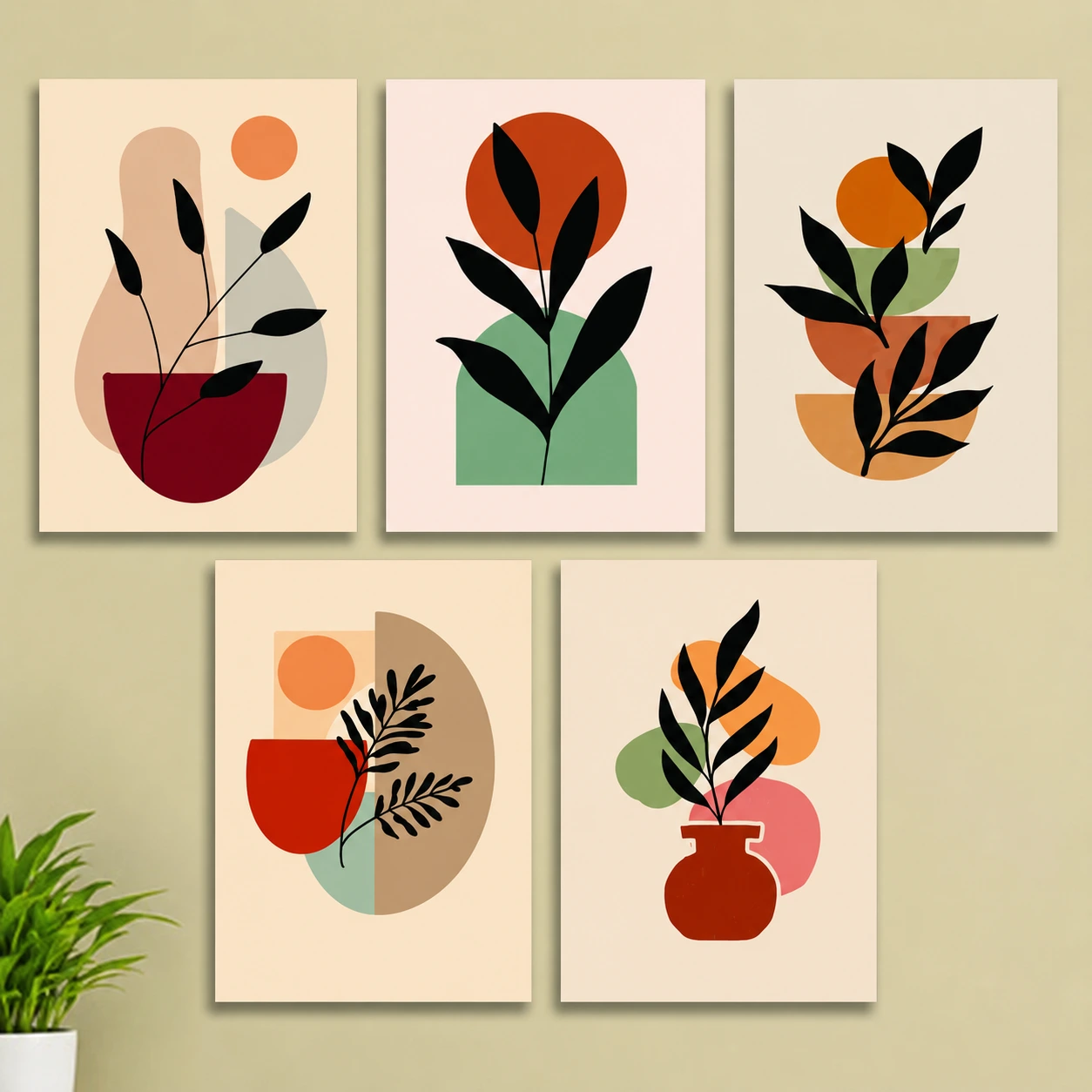 Modern Abstract Botanical Wall Art Set