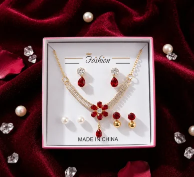 Red & gold jewelry set