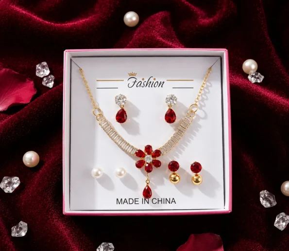 Red & gold jewelry set