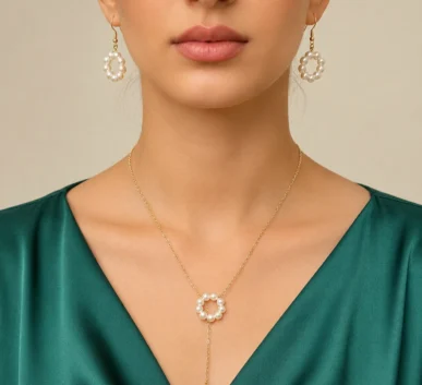 Elegant Pearl Necklace and Matching Earrings Set
