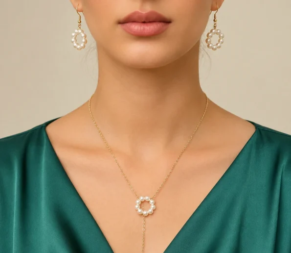 Elegant Pearl Necklace and Matching Earrings Set