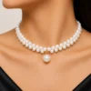Double Strand Pearl Choker with Drop Pendant