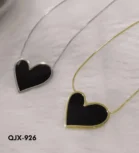 Black heart pendant necklaces in silver and gold tones