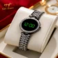 Crystal digital watch for women with rhinestone bracelet and green LED display