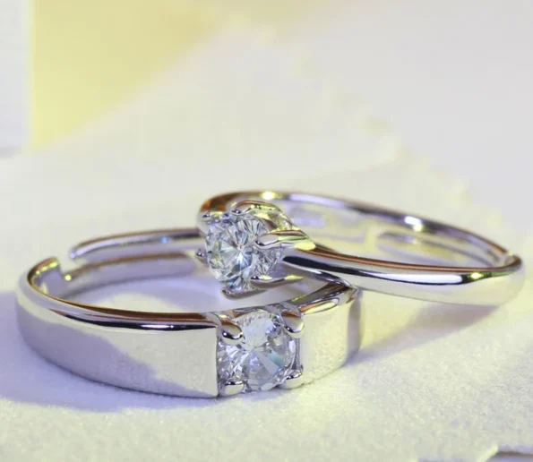 Elegant silver diamond rings with round-cut sparkling stones