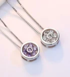 Elegant silver pendant necklaces with crystal flower designs