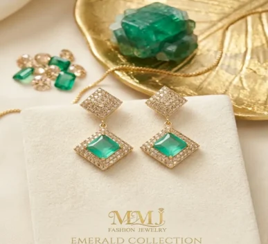 Emerald green gemstone earrings