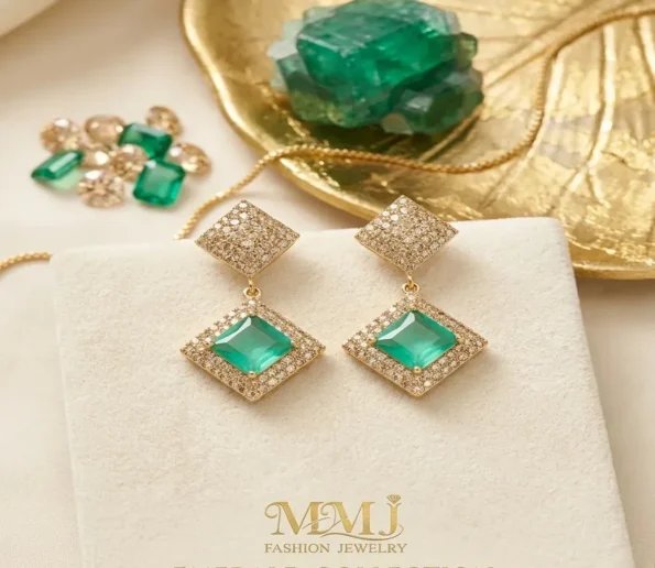 Emerald green gemstone earrings