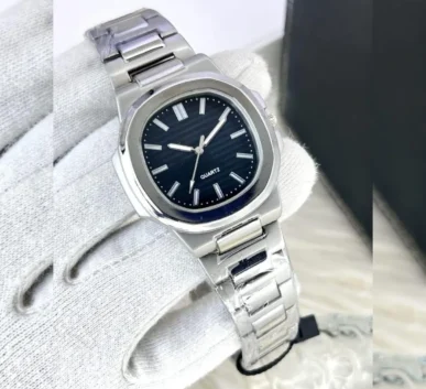 Silver Watch with Blue Dial for Men