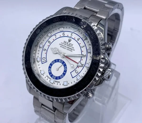 Silver Tone White Dial Luxury Watch for Men