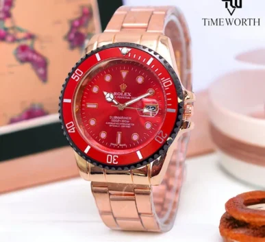 Rose Gold Red Dial Luxury Watch for Men