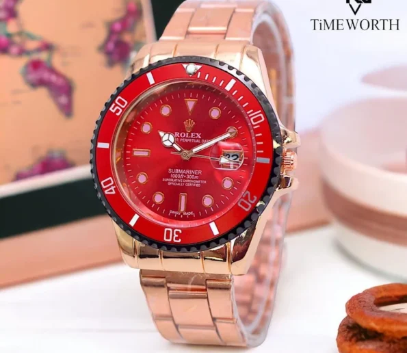 Rose Gold Red Dial Luxury Watch for Men