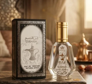 Dirham Improved faceted gold cap bottle