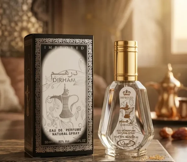 Dirham Improved faceted gold cap bottle