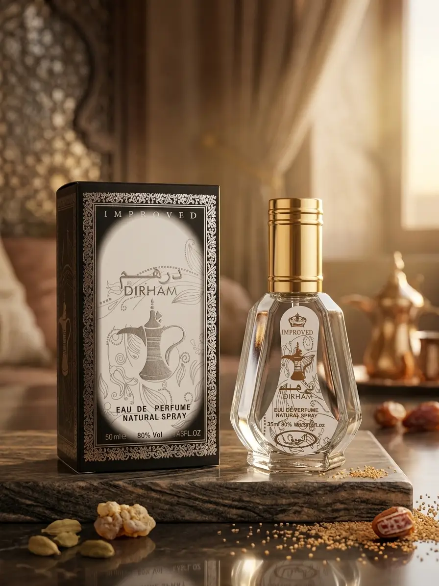 Dirham Improved faceted gold cap bottle