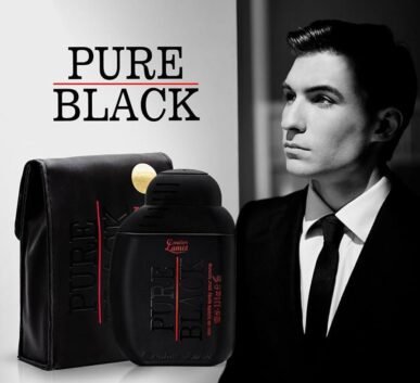 Pure Black matte black bottle red text