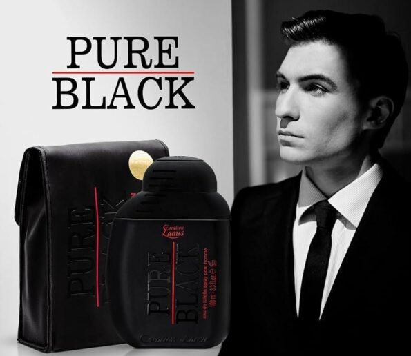Pure Black matte black bottle red text
