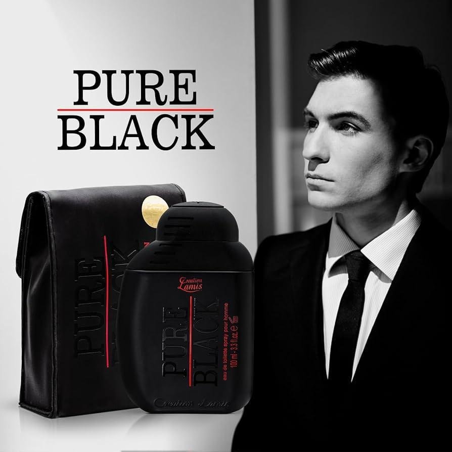 Pure Black matte black bottle red text