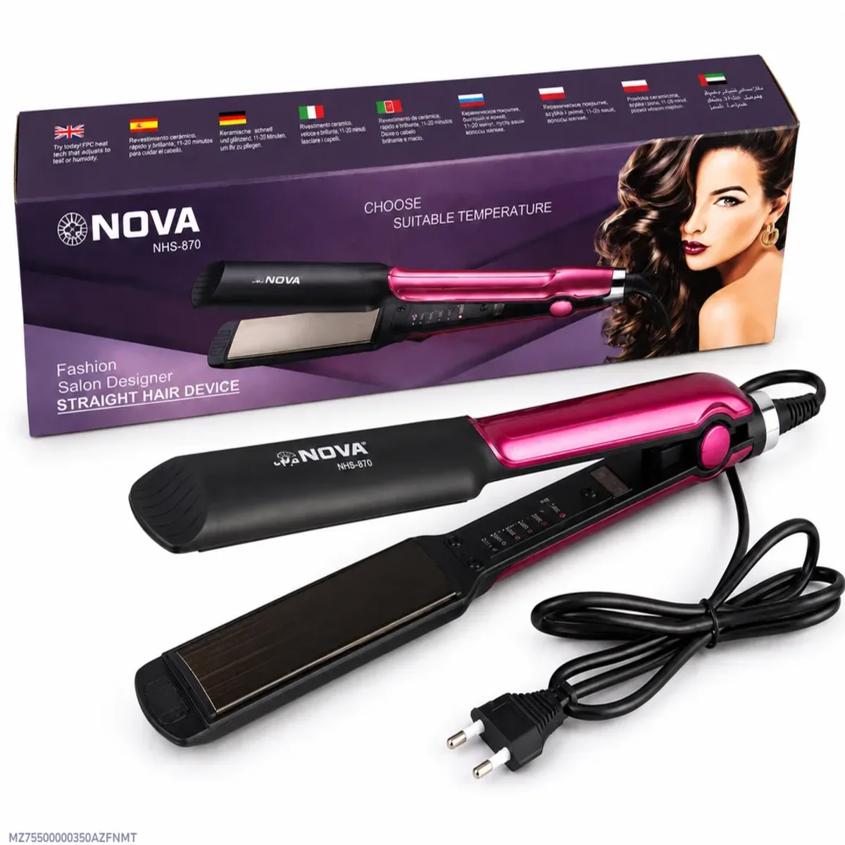 NOVA NHS-870 pink black hair straightener