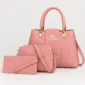 Pink 3-piece handbag set for women featuring a handbag,