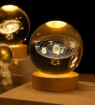 3D crystal ball solar system night lamp with glowing planets