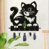 Black Cat Key Holder with Heart Design