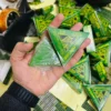 Seven Green Nature Herbal Triangular Green Packets in Hand