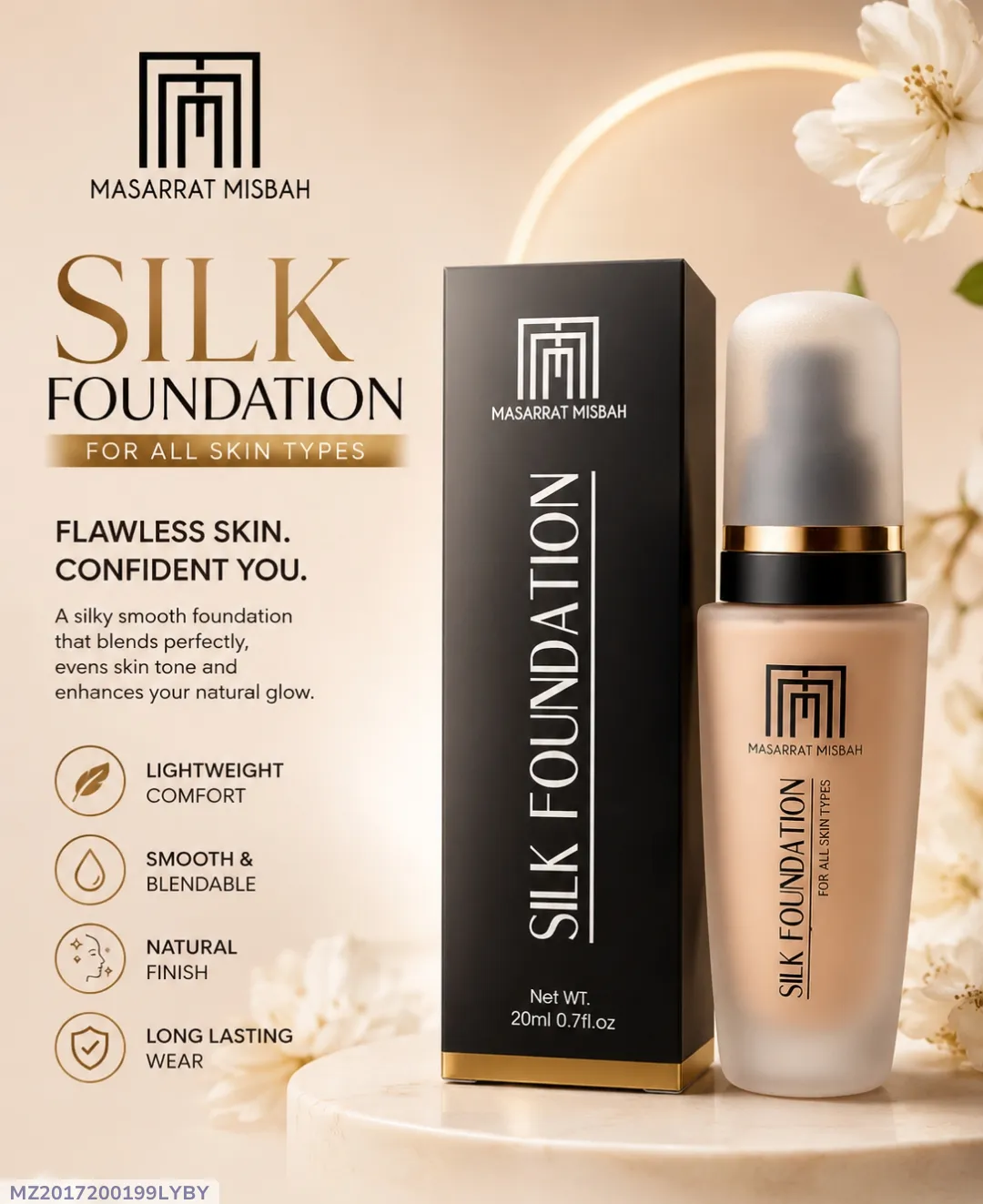 Masarrat Misbah Silk Foundation 20ml for All Skin Types