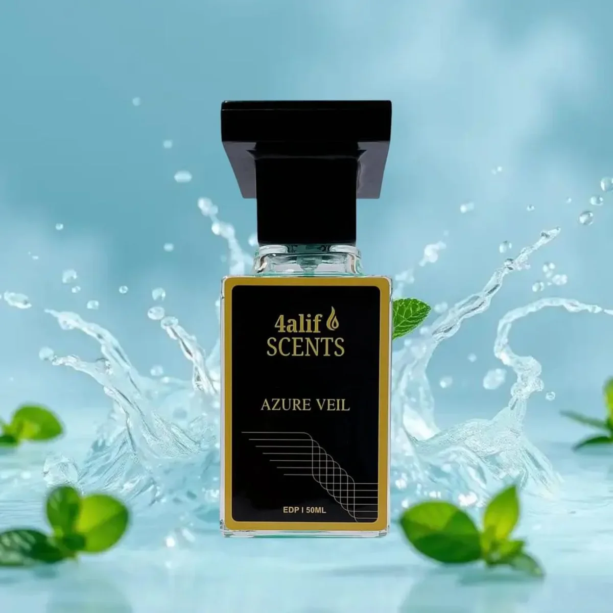 Azure Veil Unisex Perfume 50ML black and gold bottle