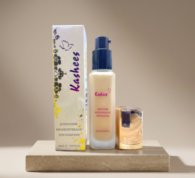 Kashee’s Eventone High Coverage Foundation 20ml with Pump Bottle and Packaging