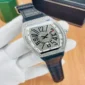 Luxury black leather strap watch with crystal dial