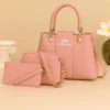 Pink women’s handbag set with shoulder bag and wallet