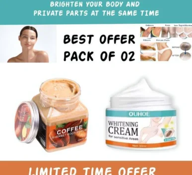 Coffee Body Scrub and Whitening Cream for Sensitive Areas