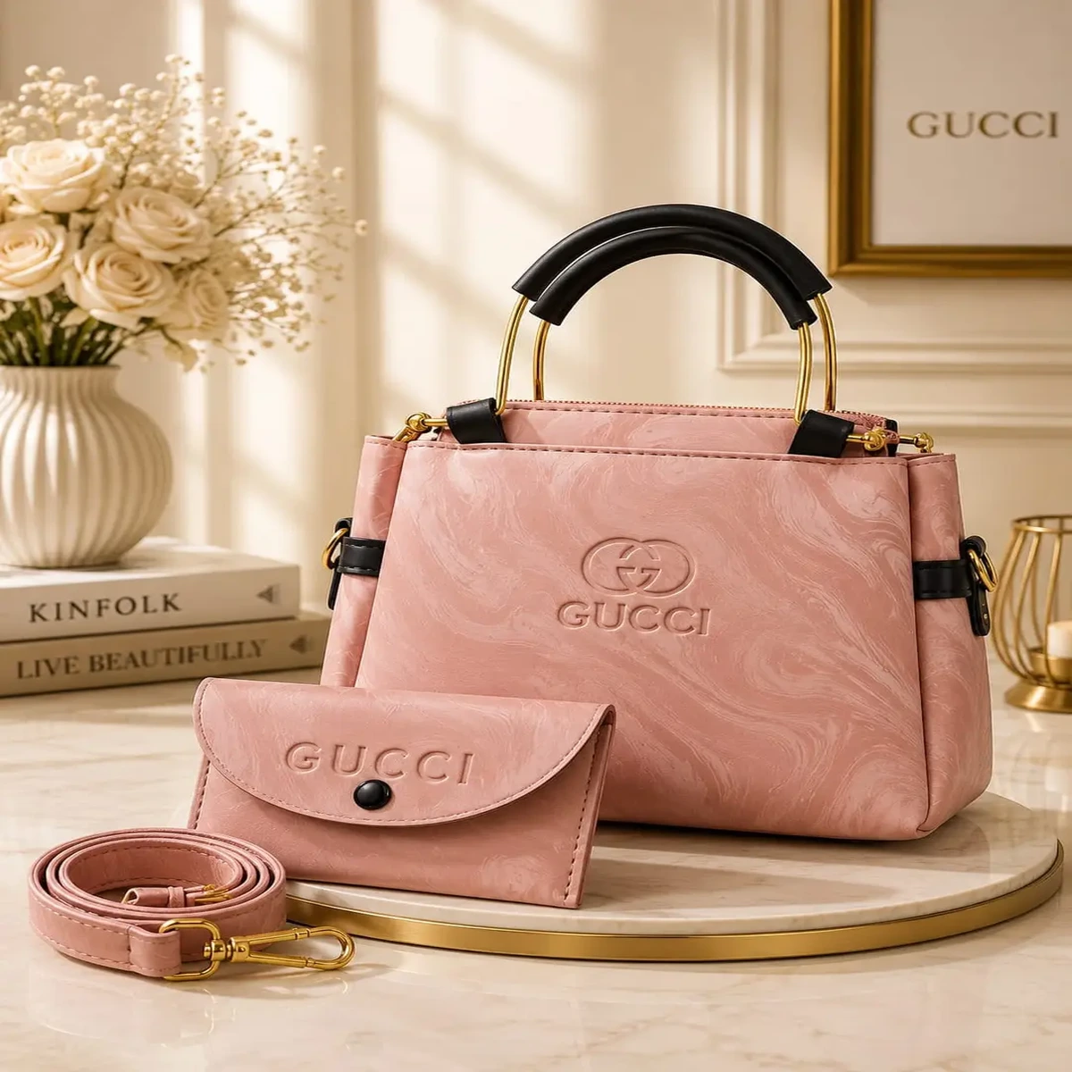 Pink Luxury Handbag Set for Women